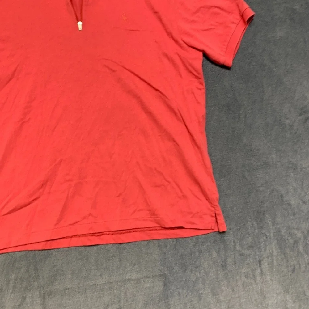 Ralph Lauren Polo Sport Shirt Mens Large Orange Cotton Golf Performance 1/4 Zip